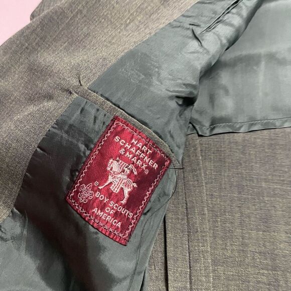 Boy Scout Hart Schaffner & Marx Green Blazer Bullion Boy Scouts VTG Size 37L - Picture 6 of 10